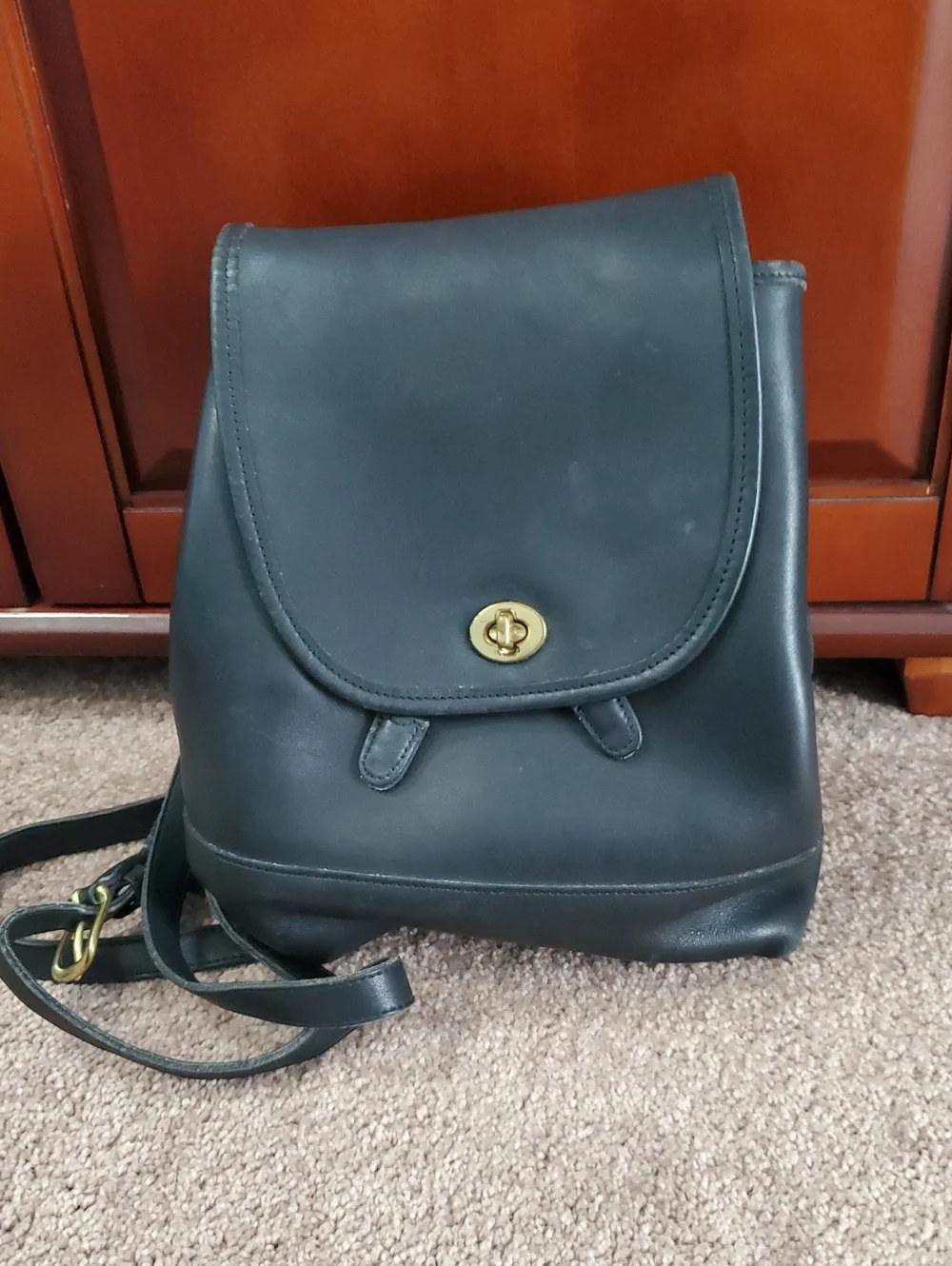 COACH Black Leather Women's Crossbody Backpack